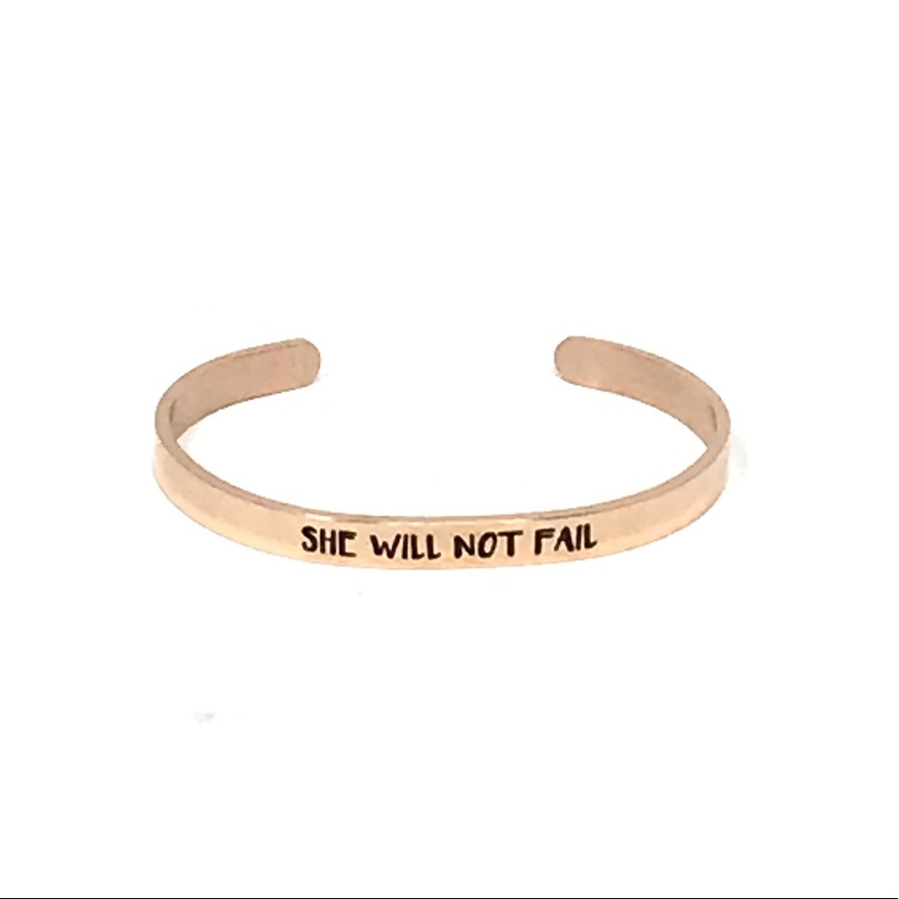 CUTE NEW Rose gold cuff bracelet She Will Not Fail